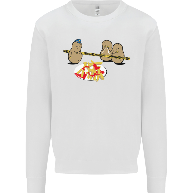 Potato Murder Funny Food BBQ Chef Kids Sweatshirt Jumper White