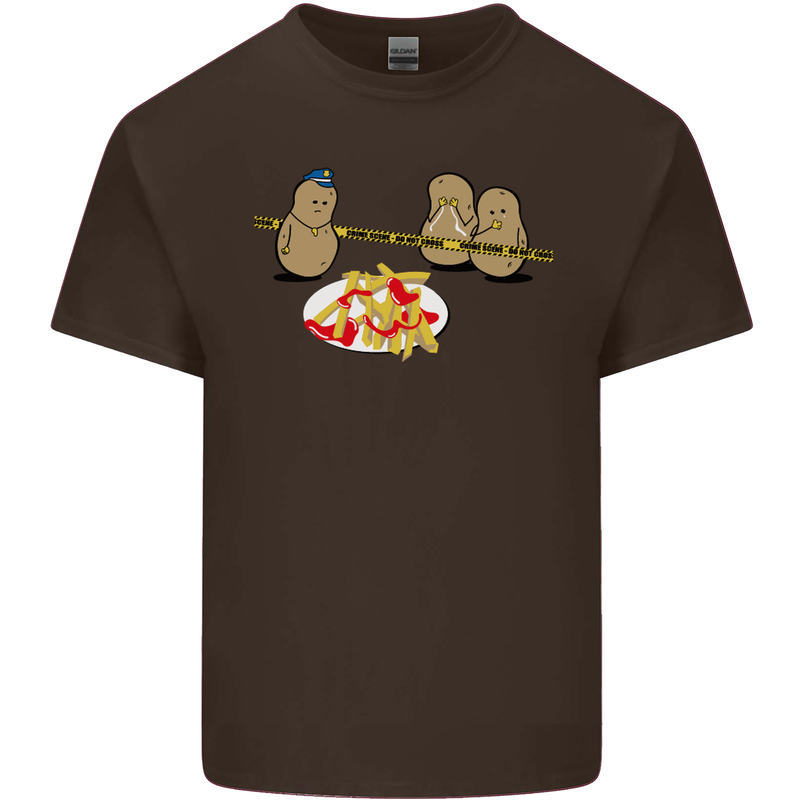 Potato Murder Funny Food BBQ Chef Mens Cotton T-Shirt Tee Top Dark Chocolate