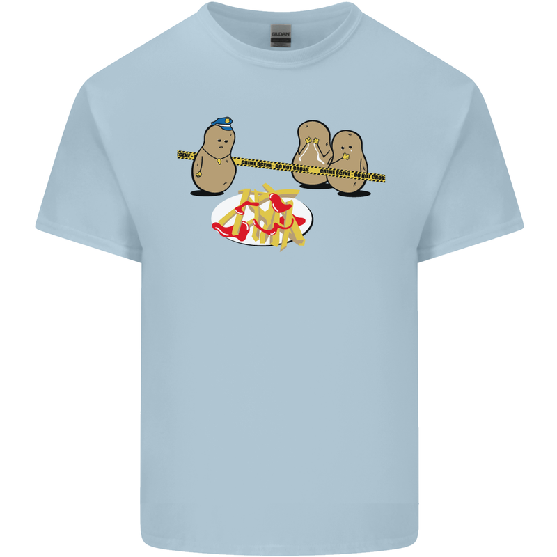 Potato Murder Funny Food BBQ Chef Mens Cotton T-Shirt Tee Top Light Blue