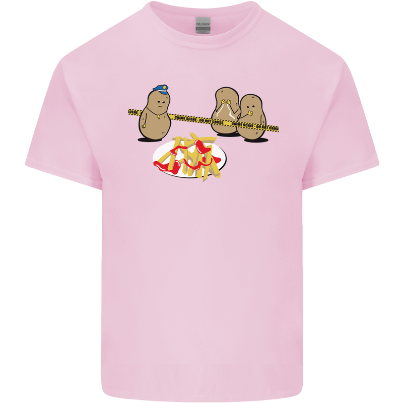 Potato Murder Funny Food BBQ Chef Mens Cotton T-Shirt Tee Top Light Pink