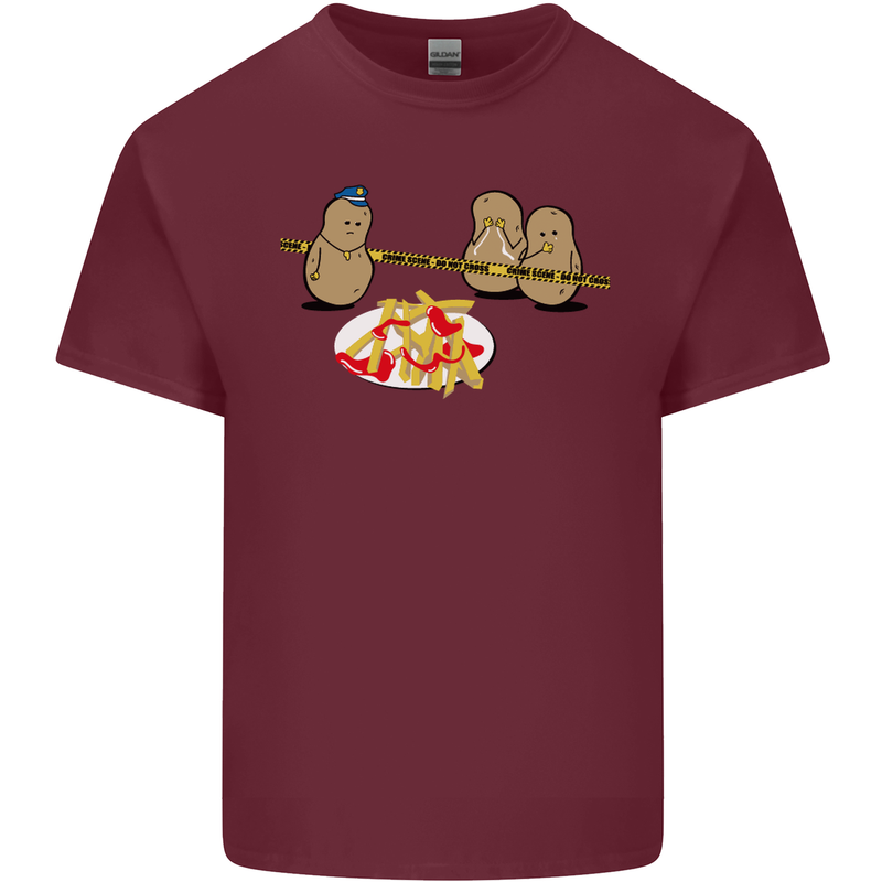 Potato Murder Funny Food BBQ Chef Mens Cotton T-Shirt Tee Top Maroon