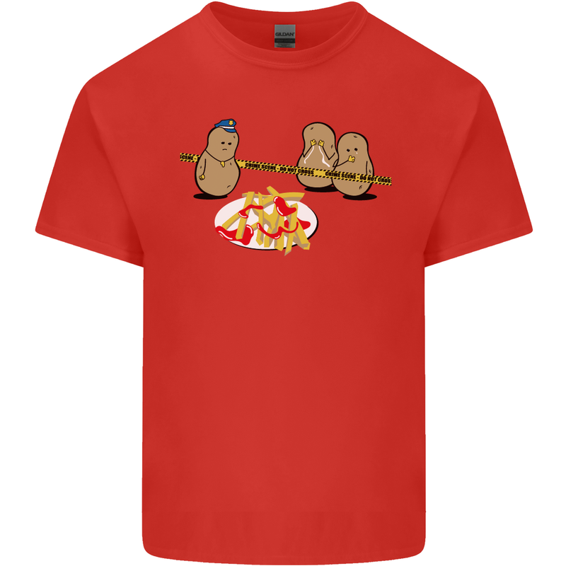 Potato Murder Funny Food BBQ Chef Mens Cotton T-Shirt Tee Top Red