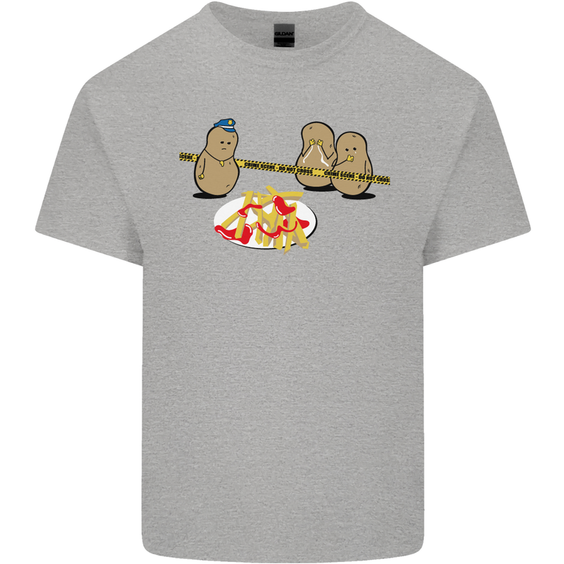 Potato Murder Funny Food BBQ Chef Mens Cotton T-Shirt Tee Top Sports Grey