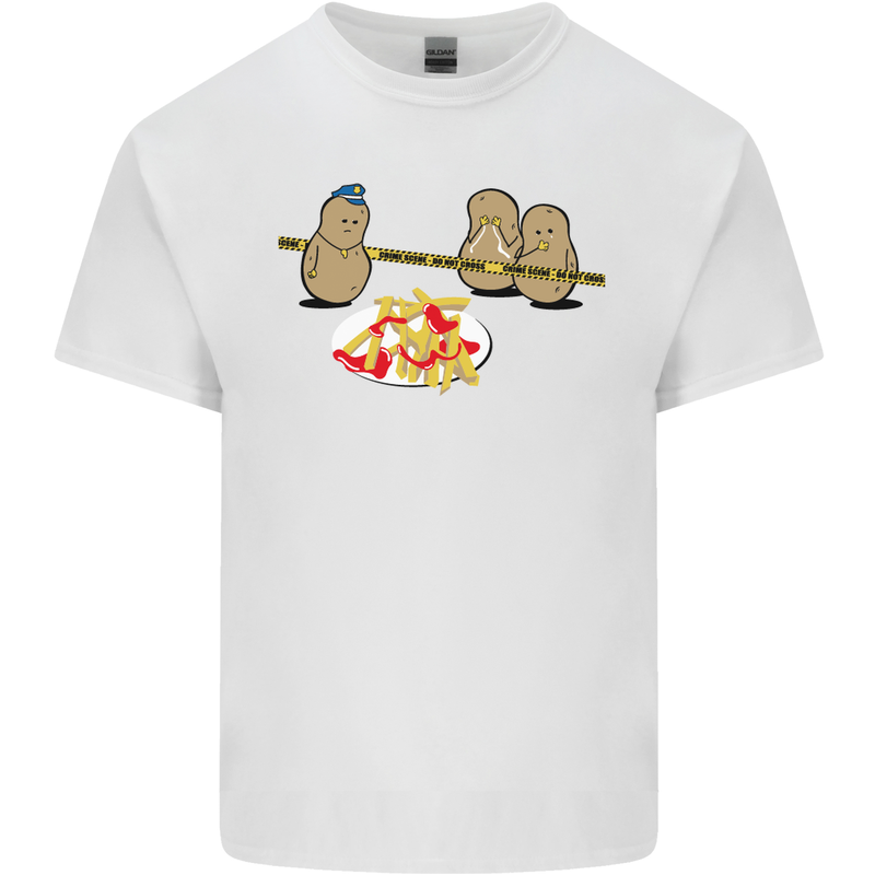 Potato Murder Funny Food BBQ Chef Mens Cotton T-Shirt Tee Top White