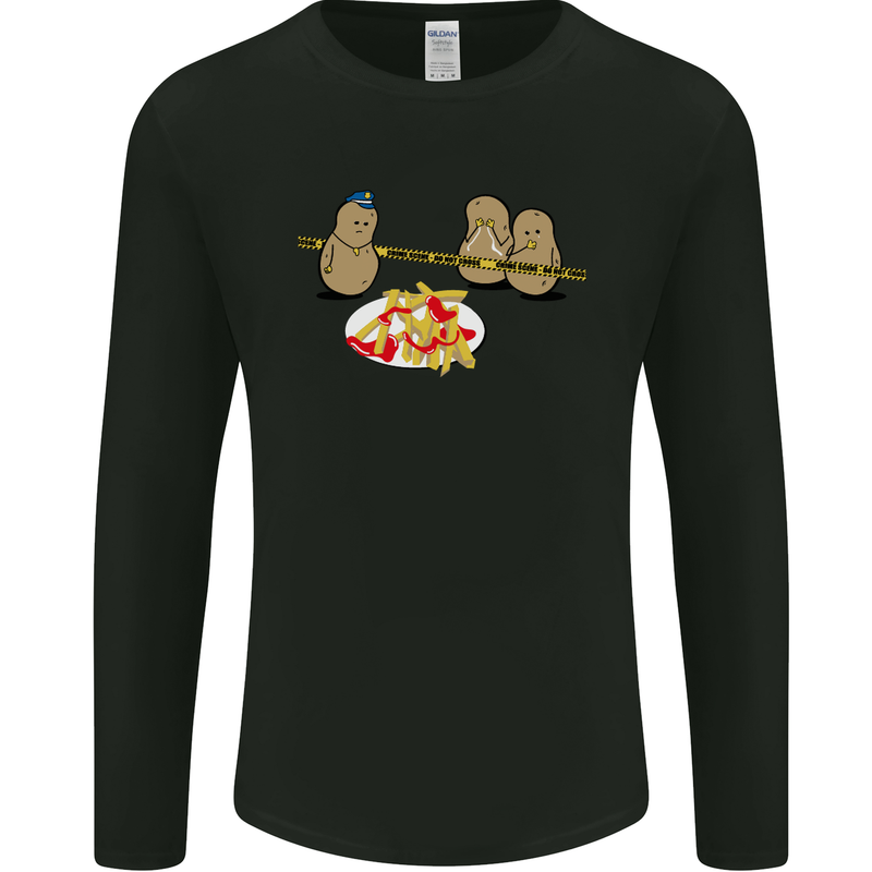 Potato Murder Funny Food BBQ Chef Mens Long Sleeve T-Shirt Black