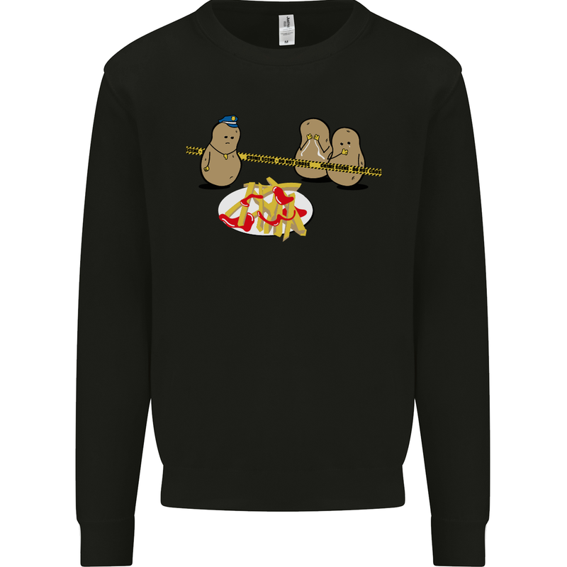 Potato Murder Funny Food BBQ Chef Mens Sweatshirt Jumper Black
