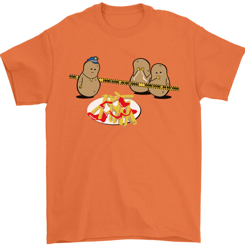Potato Murder Funny Food BBQ Chef Mens T-Shirt Cotton Gildan Orange
