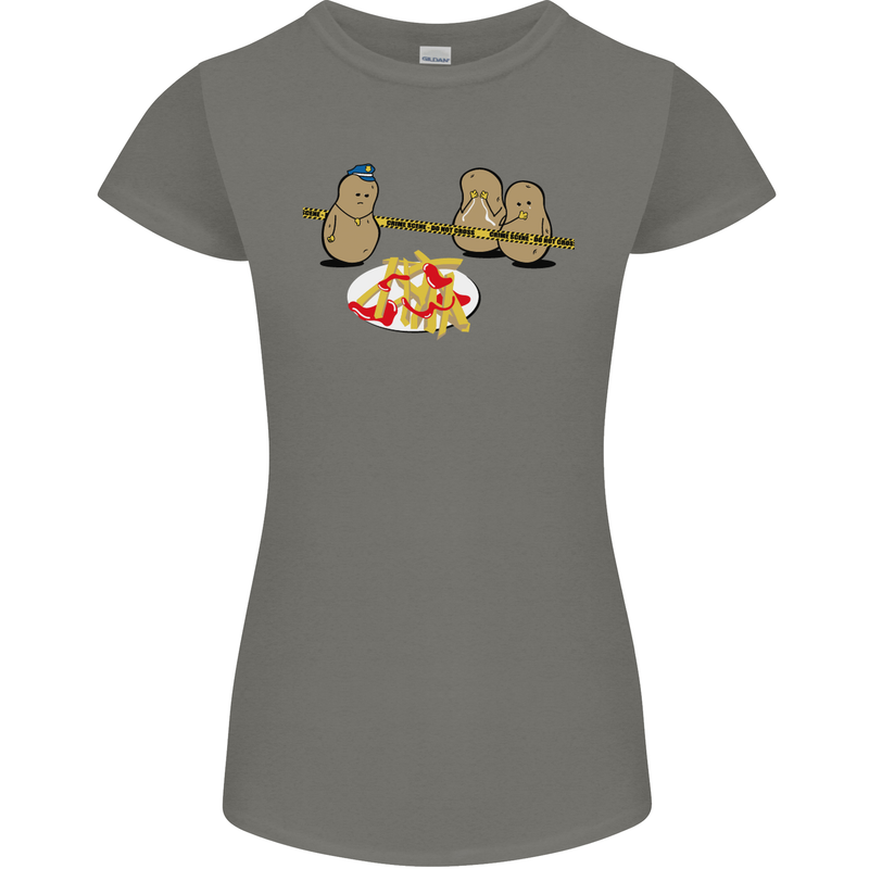 Potato Murder Funny Food BBQ Chef Womens Petite Cut T-Shirt Charcoal