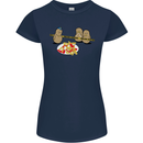 Potato Murder Funny Food BBQ Chef Womens Petite Cut T-Shirt Navy Blue