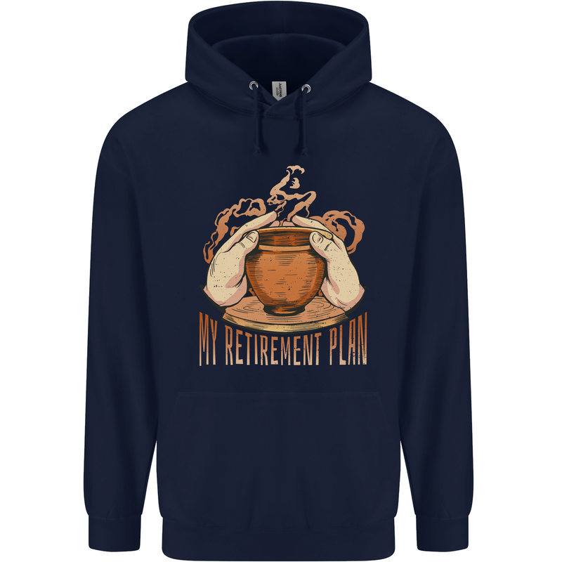 Pottery Retirement Plan Funny Childrens Kids Hoodie Navy Blue