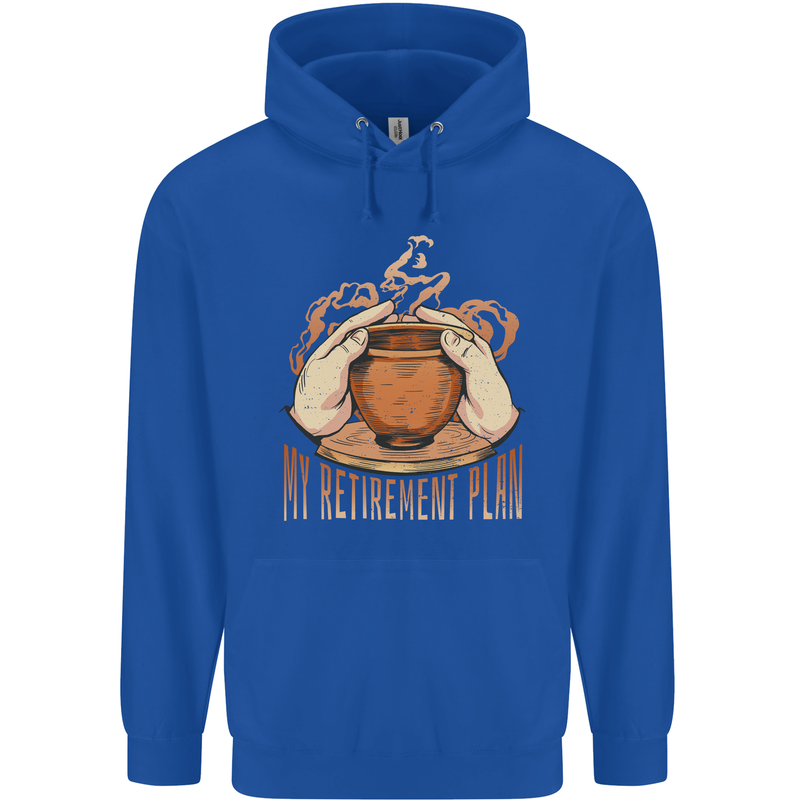 Pottery Retirement Plan Funny Childrens Kids Hoodie Royal Blue