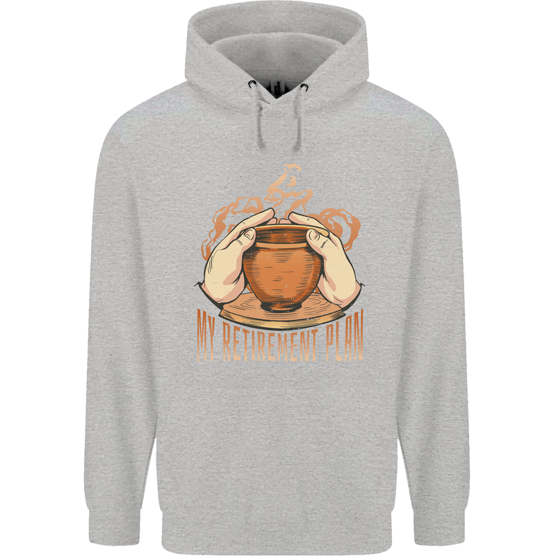 Pottery Retirement Plan Funny Childrens Kids Hoodie Sports Grey