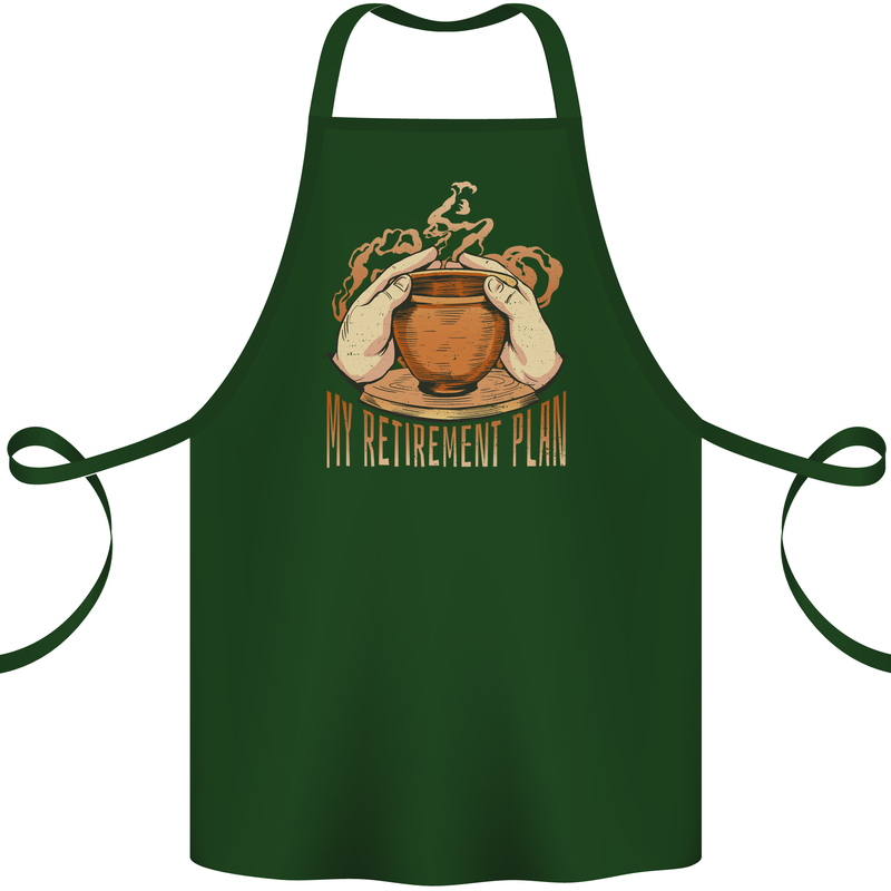 Pottery Retirement Plan Funny Cotton Apron 100% Organic Forest Green