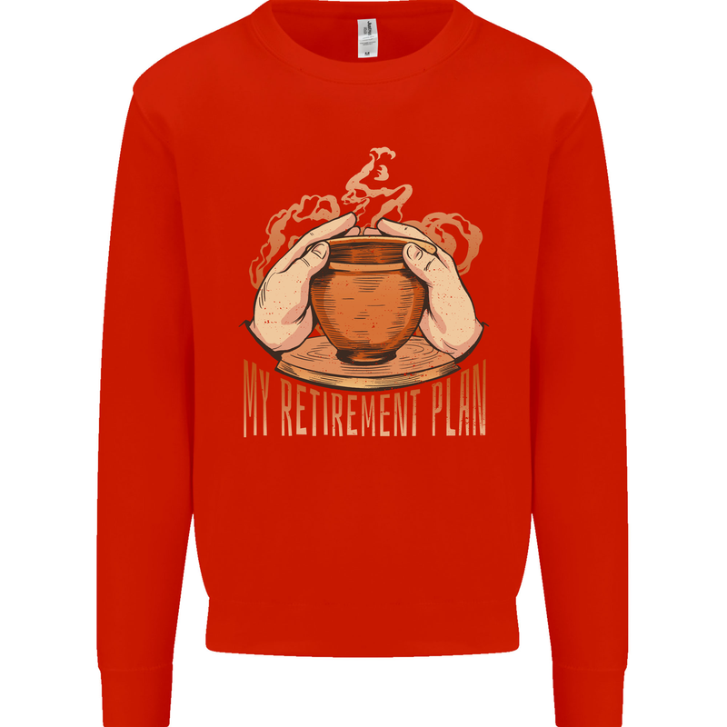 Pottery Retirement Plan Funny Kids Sweatshirt Jumper Bright Red