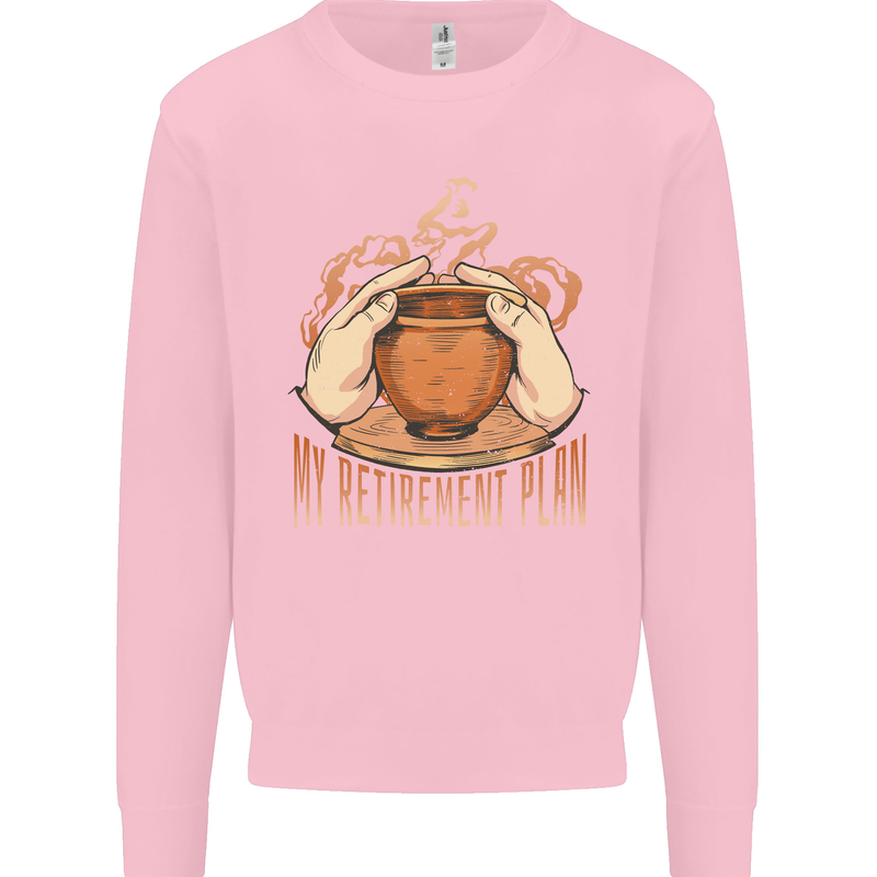 Pottery Retirement Plan Funny Kids Sweatshirt Jumper Light Pink