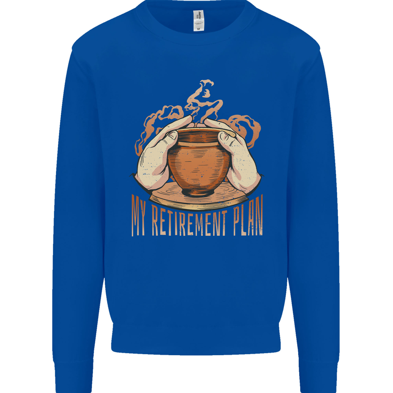 Pottery Retirement Plan Funny Kids Sweatshirt Jumper Royal Blue