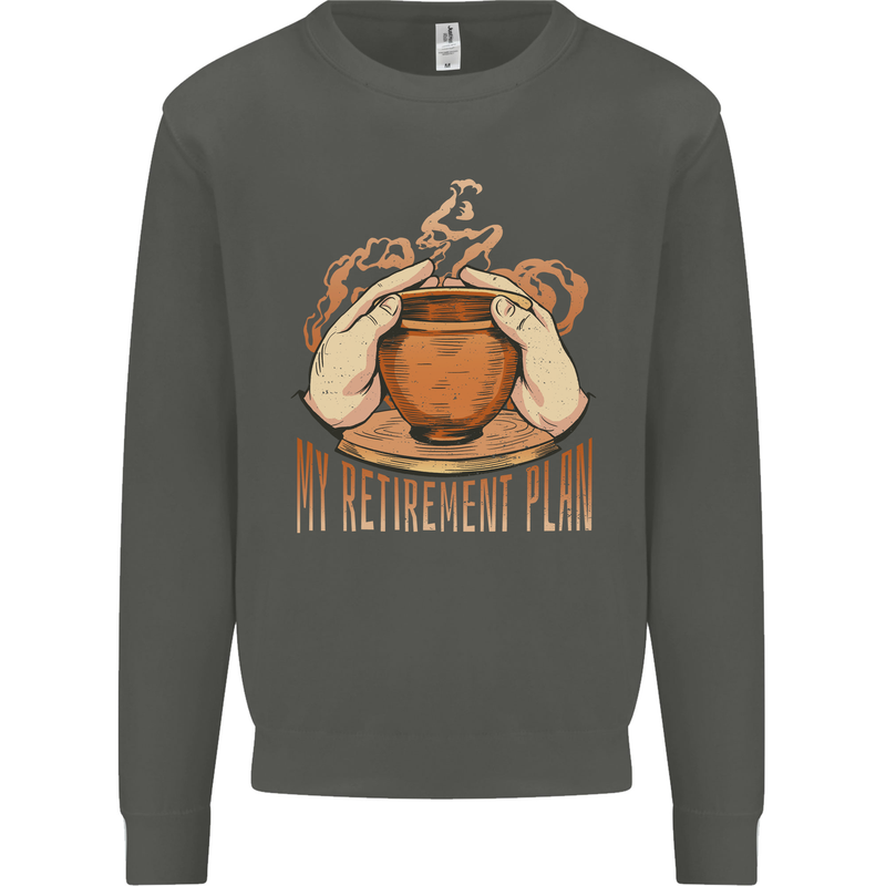 Pottery Retirement Plan Funny Kids Sweatshirt Jumper Storm Grey