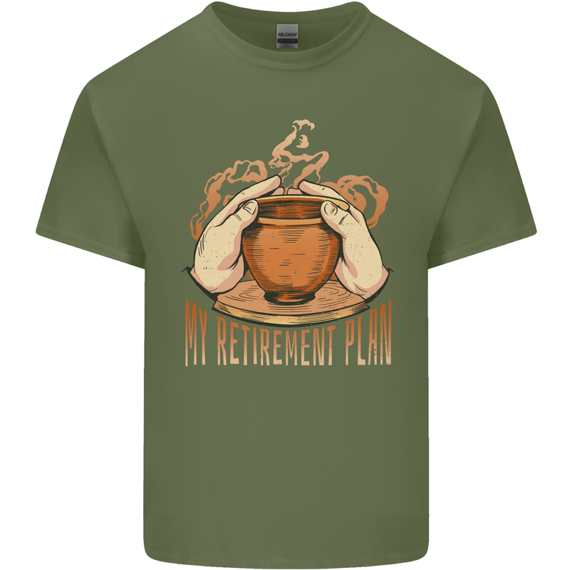 Pottery Retirement Plan Funny Mens Cotton T-Shirt Tee Top Military Green