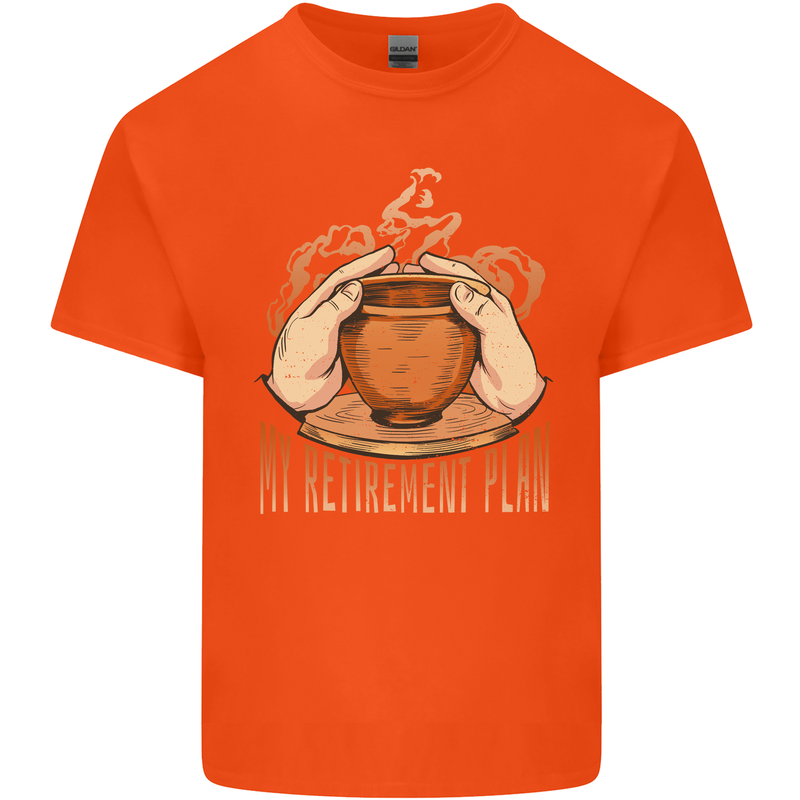 Pottery Retirement Plan Funny Mens Cotton T-Shirt Tee Top Orange