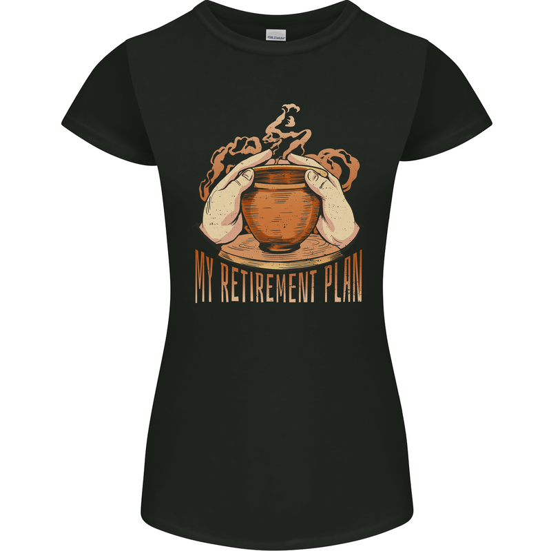 Pottery Retirement Plan Funny Womens Petite Cut T-Shirt Black