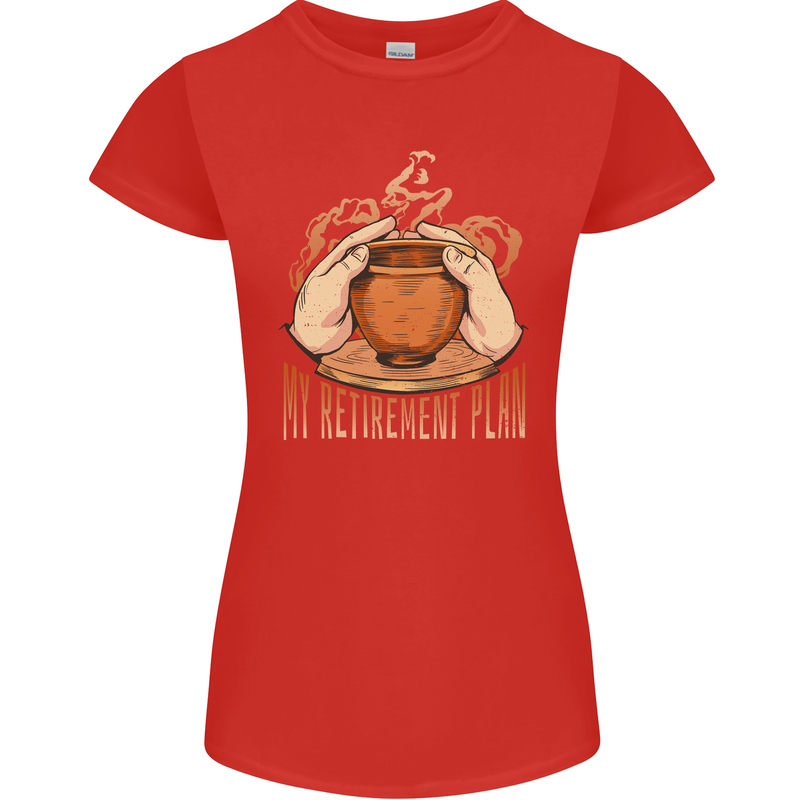 Pottery Retirement Plan Funny Womens Petite Cut T-Shirt Red