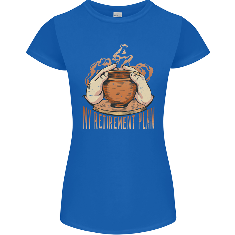 Pottery Retirement Plan Funny Womens Petite Cut T-Shirt Royal Blue