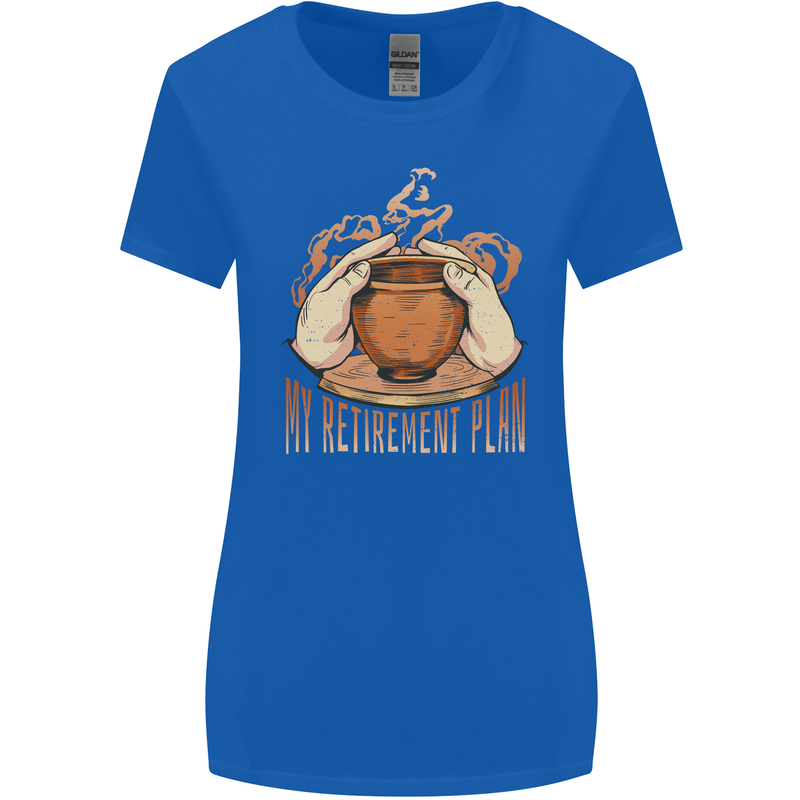 Pottery Retirement Plan Funny Womens Wider Cut T-Shirt Royal Blue