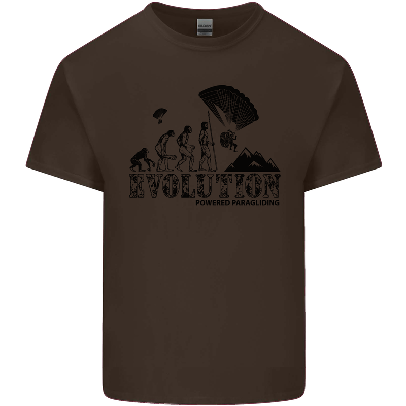 Powered Paragliding Evolution Paraglider Mens Cotton T-Shirt Tee Top Dark Chocolate