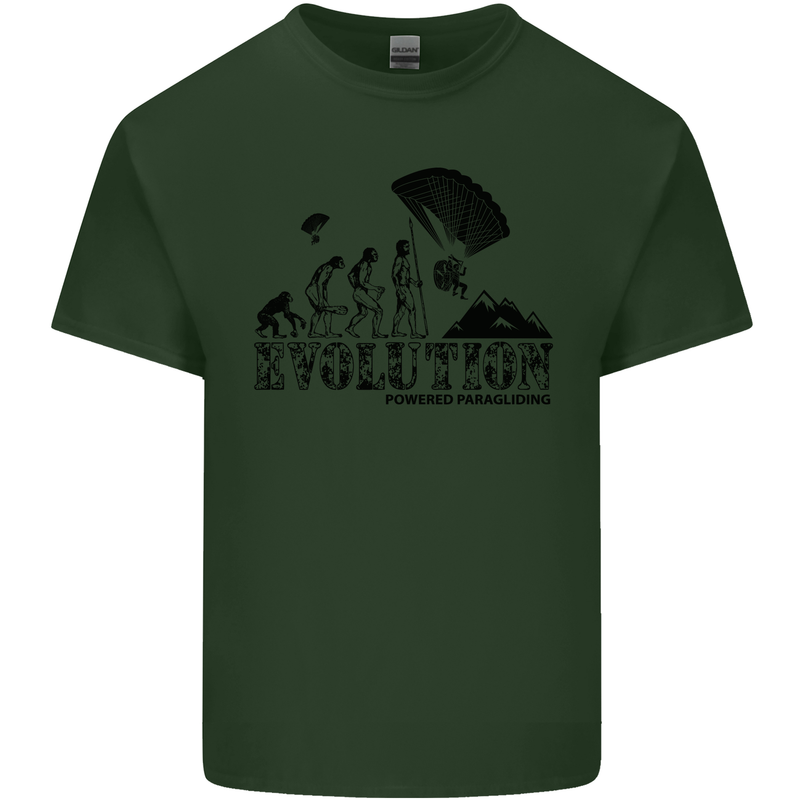 Powered Paragliding Evolution Paraglider Mens Cotton T-Shirt Tee Top Forest Green