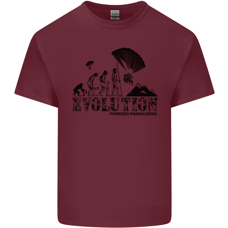 Powered Paragliding Evolution Paraglider Mens Cotton T-Shirt Tee Top Maroon
