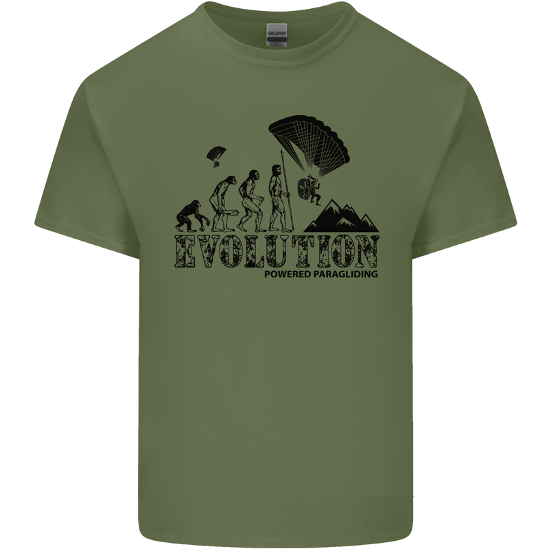 Powered Paragliding Evolution Paraglider Mens Cotton T-Shirt Tee Top Military Green