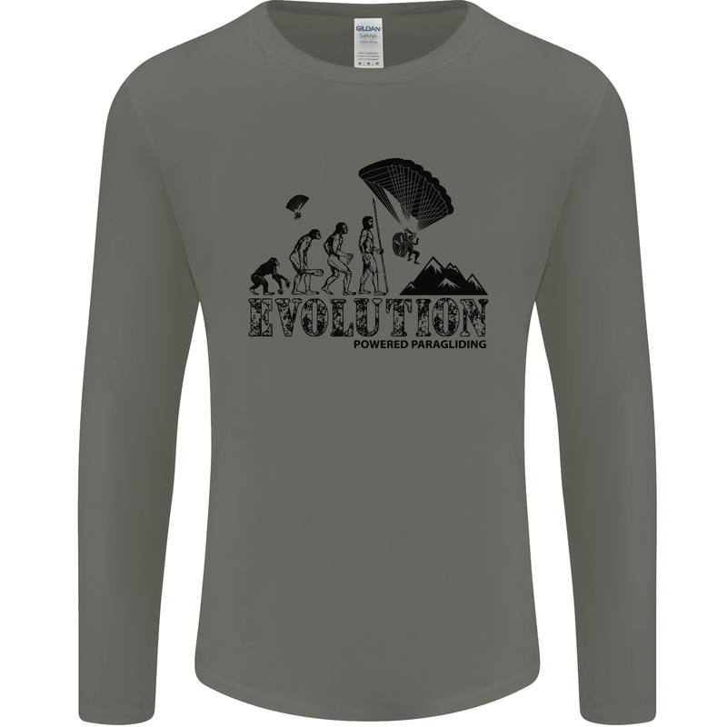Powered Paragliding Evolution Paraglider Mens Long Sleeve T-Shirt Charcoal
