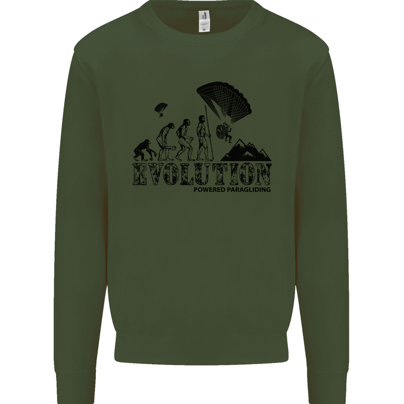 Powered Paragliding Evolution Paraglider Mens Sweatshirt Jumper Forest Green