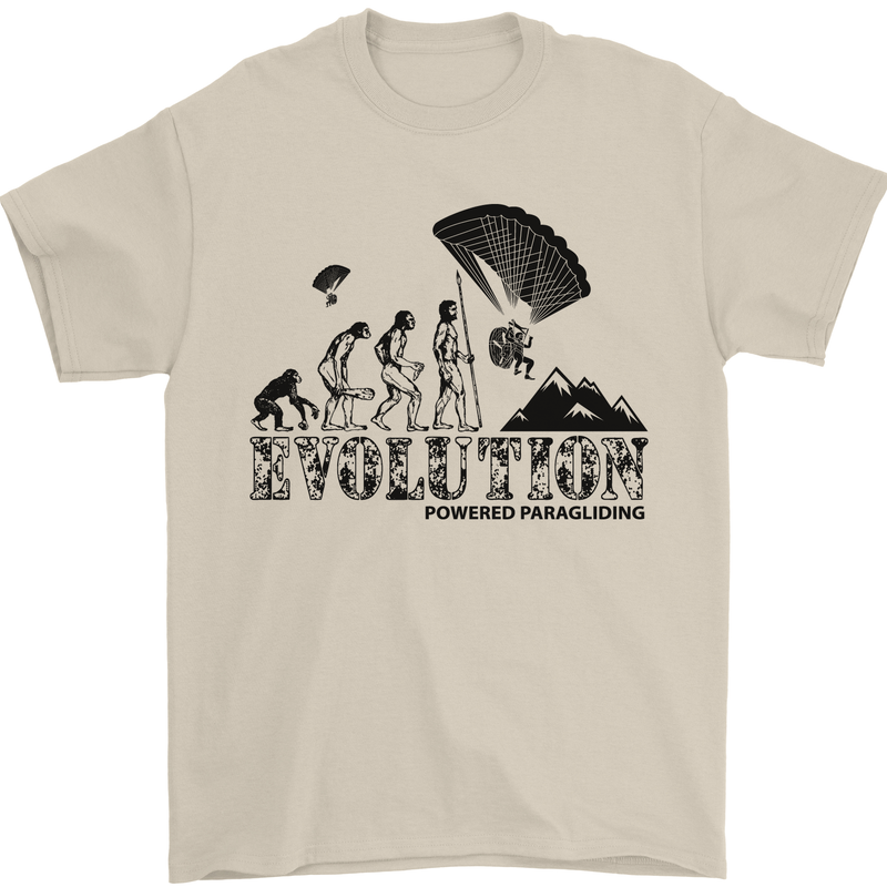 Powered Paragliding Evolution Paraglider Mens T-Shirt Cotton Gildan Sand