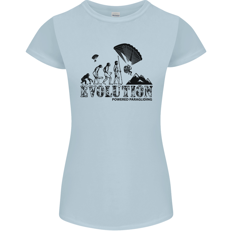 Powered Paragliding Evolution Paraglider Womens Petite Cut T-Shirt Light Blue