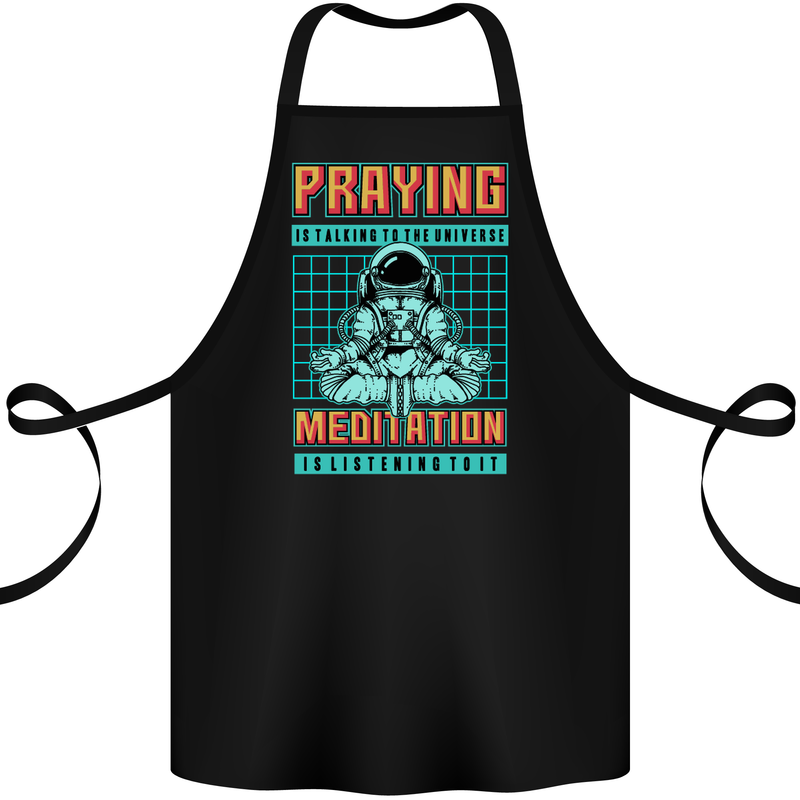 Praying and Meditation Space Universe Yoga Cotton Apron 100% Organic Black