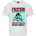 Praying and Meditation Space Universe Yoga Kids T-Shirt Childrens White