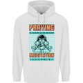 Praying and Meditation Space Universe Yoga Mens 80% Cotton Hoodie White