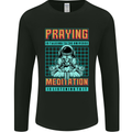 Praying and Meditation Space Universe Yoga Mens Long Sleeve T-Shirt Black