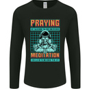 Praying and Meditation Space Universe Yoga Mens Long Sleeve T-Shirt Black