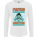 Praying and Meditation Space Universe Yoga Mens Long Sleeve T-Shirt White