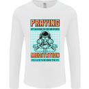Praying and Meditation Space Universe Yoga Mens Long Sleeve T-Shirt White