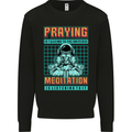 Praying and Meditation Space Universe Yoga Mens Sweatshirt Jumper Black