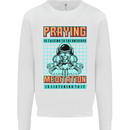 Praying and Meditation Space Universe Yoga Mens Sweatshirt Jumper White