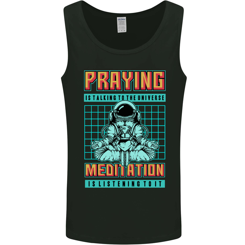Praying and Meditation Space Universe Yoga Mens Vest Tank Top Black