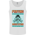 Praying and Meditation Space Universe Yoga Mens Vest Tank Top White