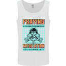 Praying and Meditation Space Universe Yoga Mens Vest Tank Top White