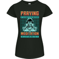 Praying and Meditation Space Universe Yoga Womens Petite Cut T-Shirt Black