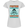 Praying and Meditation Space Universe Yoga Womens Petite Cut T-Shirt White