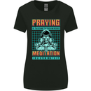 Praying and Meditation Space Universe Yoga Womens Wider Cut T-Shirt Black